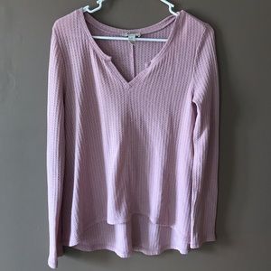 Mauve pink long sleeve v neck shirt (small)